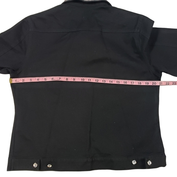 Christine Alexander Black Denim Jacket Sz Medium Swarovski Crystal Western Rodeo - Picture 14 of 14